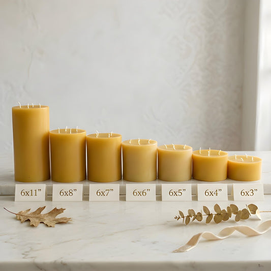 Giant 6 Inch Wide Yellow Beeswax 4 Wick Candles
