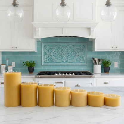 Giant 6 Inch Wide Yellow Beeswax 4 Wick Candles