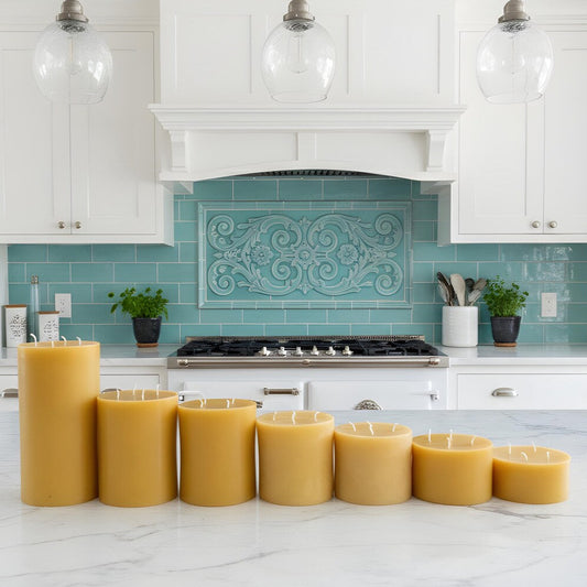 Giant 6 Inch Wide Yellow Beeswax 4 Wick Candles