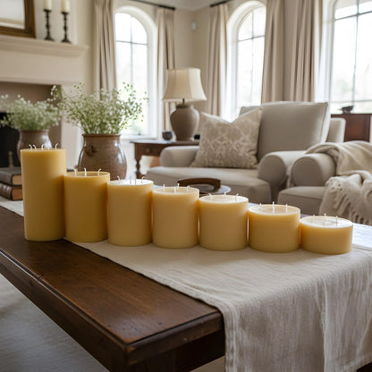 Giant 6 Inch Wide Yellow Beeswax 4 Wick Candles