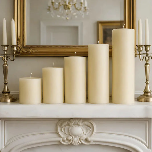 4 Inch Wide White Beeswax Pillar Candles