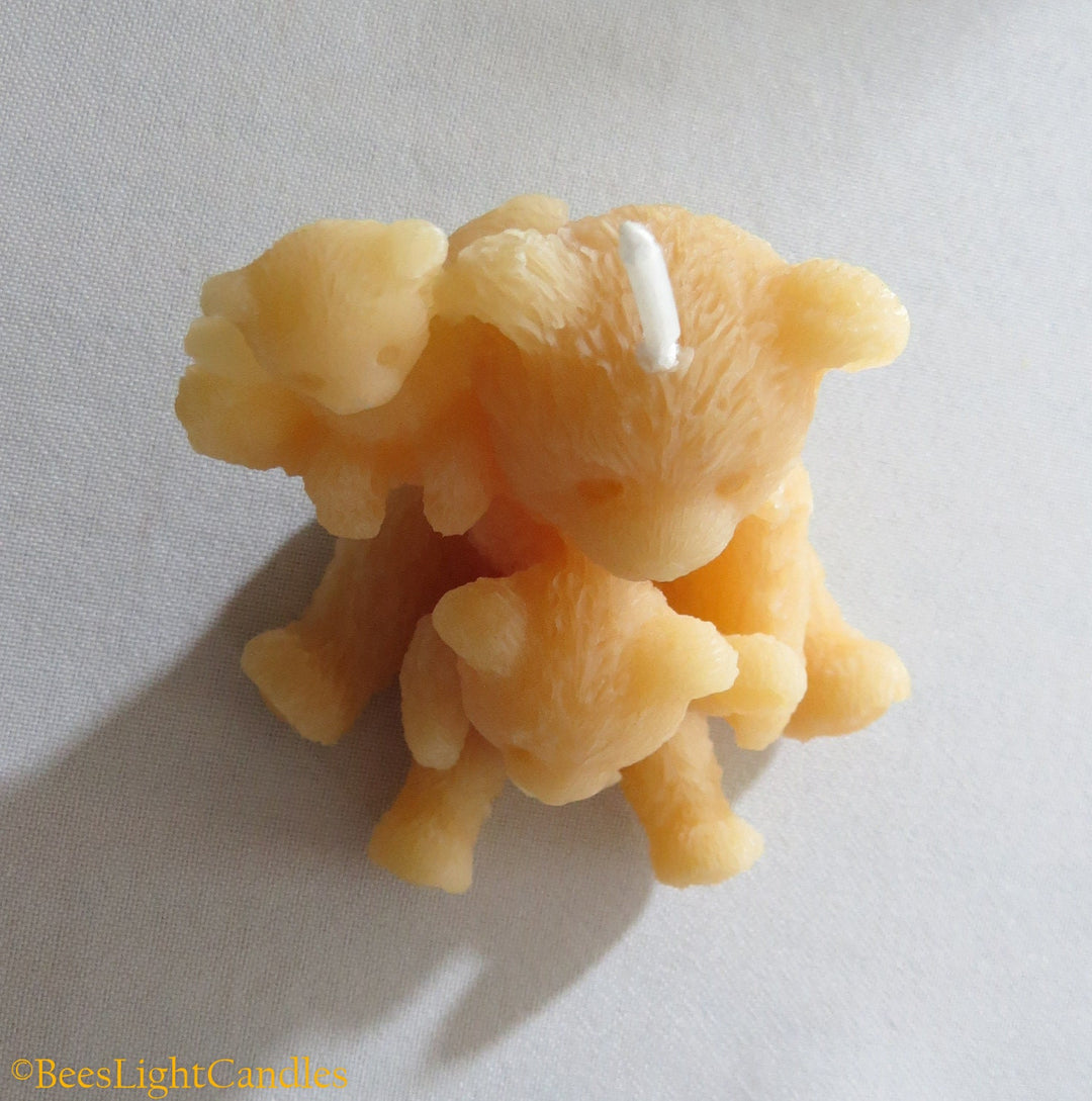Teddy Bear Family Beeswax Candle