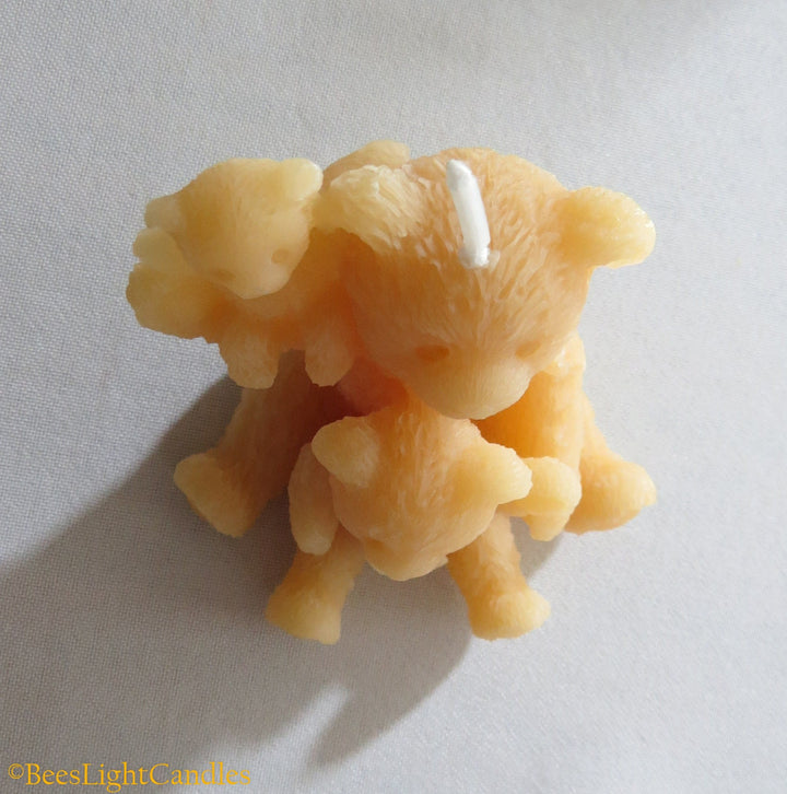 Teddy Bear Family Beeswax Candle