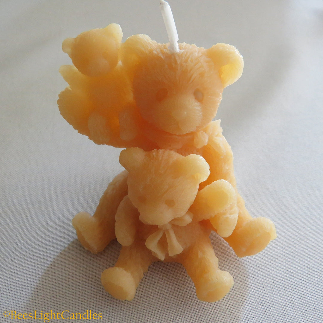 Teddy Bear Family Beeswax Candle