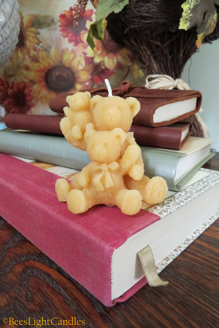 Teddy Bear Family Beeswax Candle