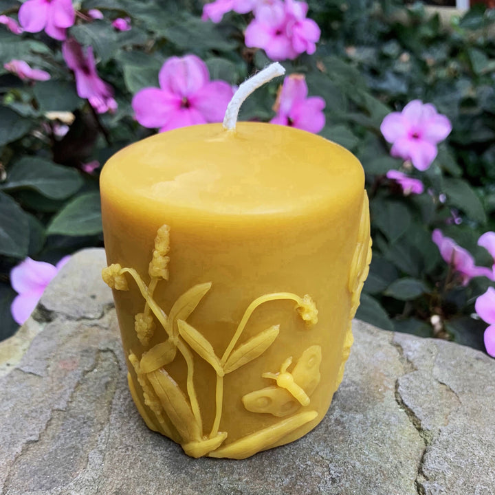 Butterfly | Hummingbird | Flower | Beeswax Pillar Set