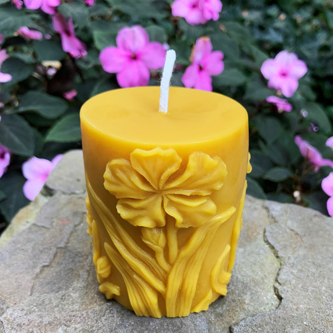 Butterfly | Hummingbird | Flower | Beeswax Pillar Set