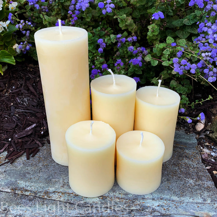 3 Inch White Beeswax Pillar Candles