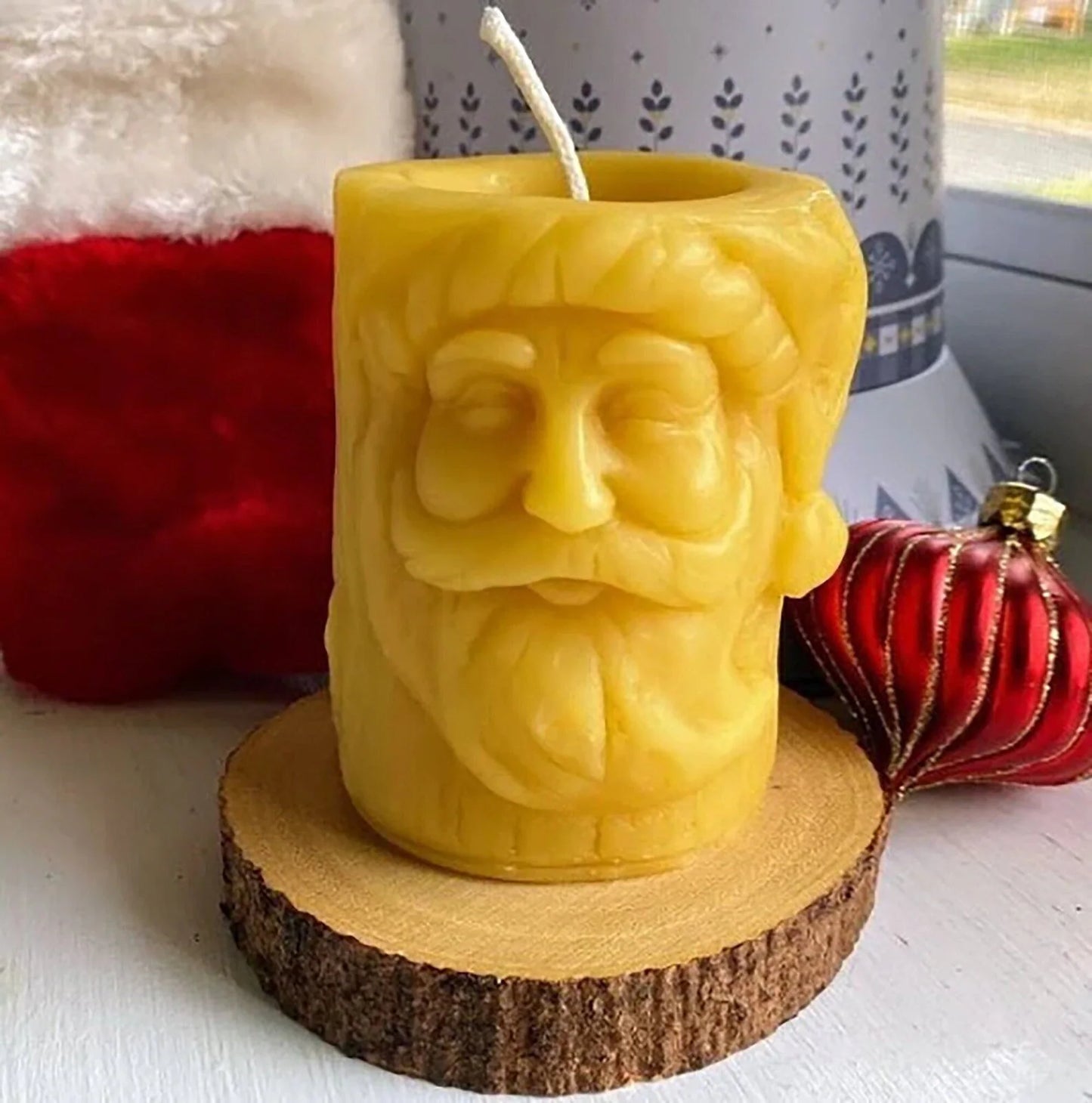 Christmas Beeswax Pillar Candles Santa Snowman Reindeer Gingerbread Holiday Gifts