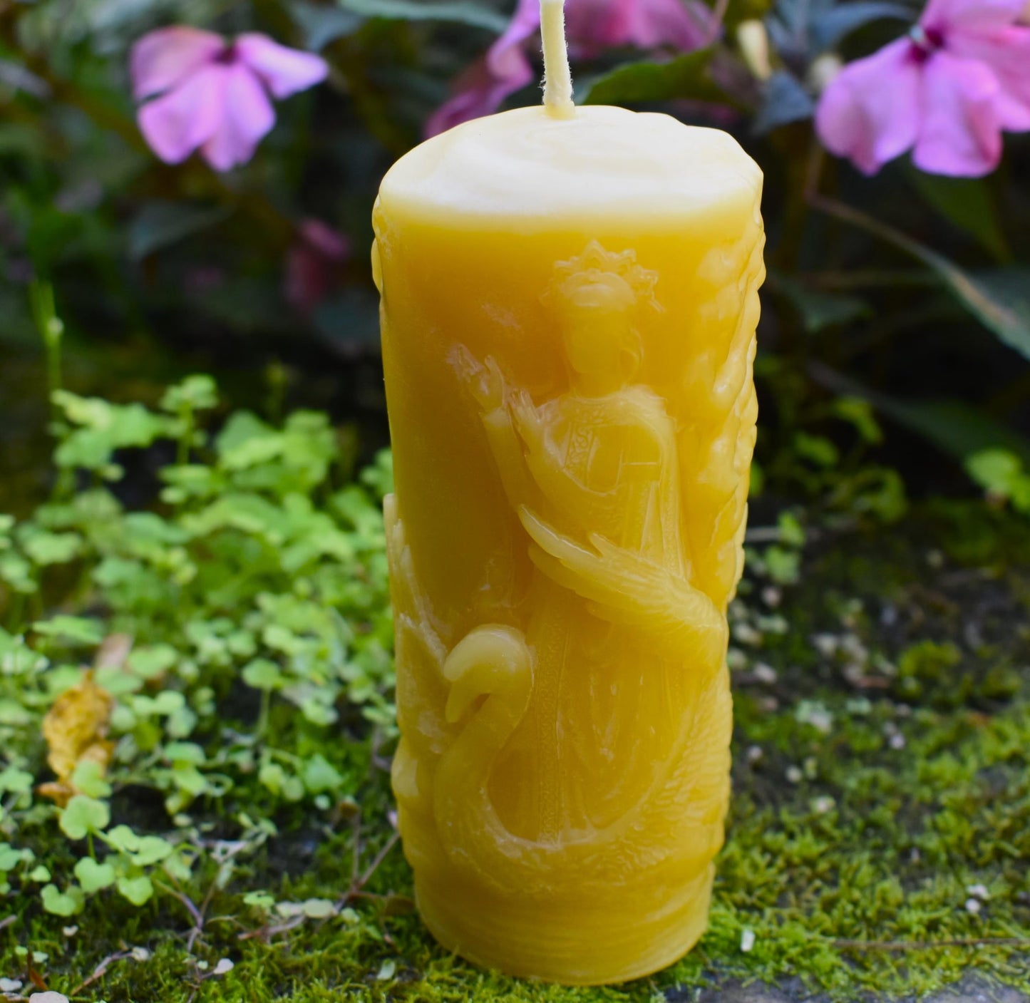 Queen with Swan Beeswax Pillar Candle