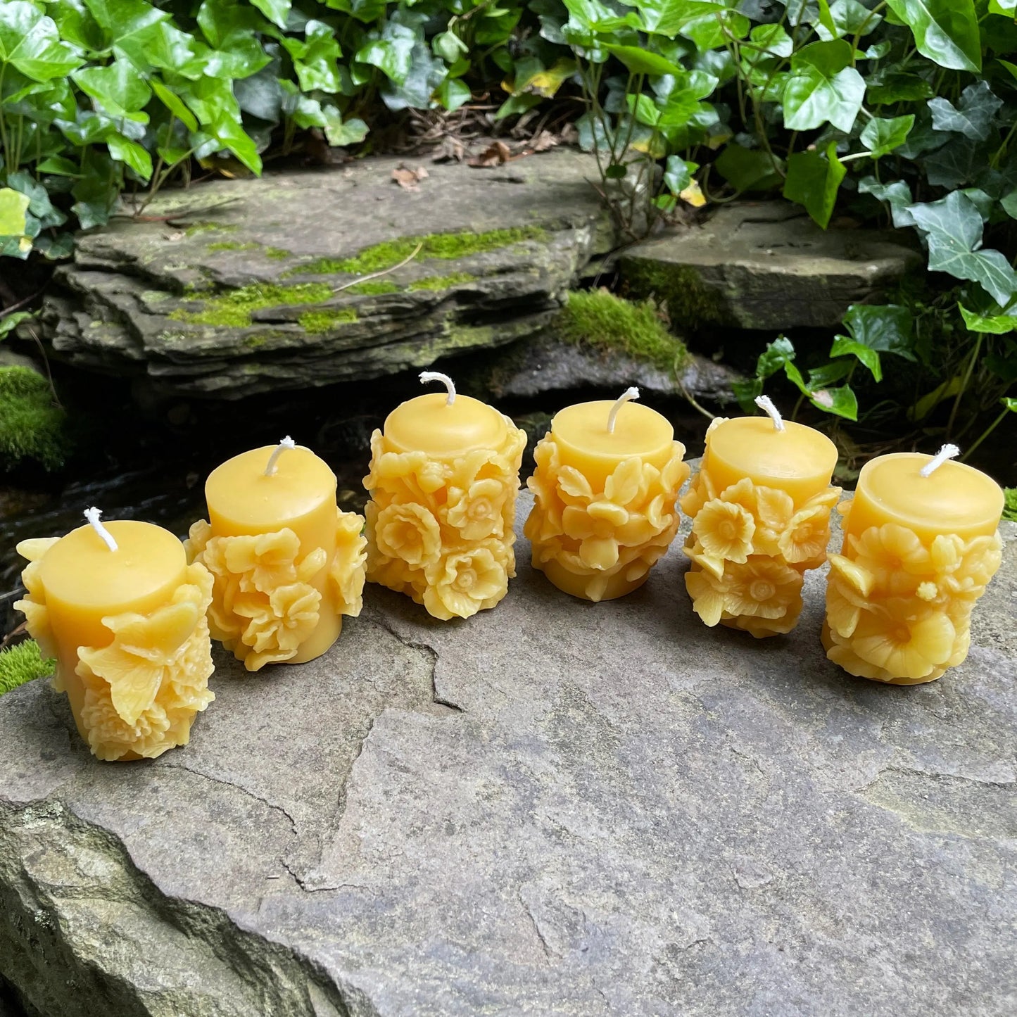 Flower Butterfly Set of 6 Beeswax Candles