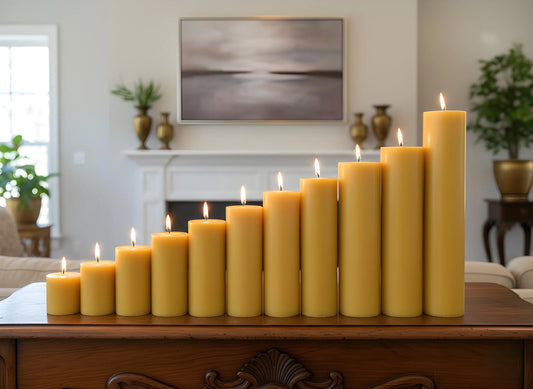 Candle Symphony 11 Piece Yellow-Beeswax Pillar Set 3-Inch Diameter