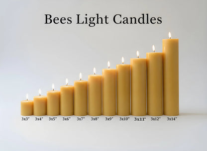 Candle Symphony 11 Piece Yellow-Beeswax Pillar Set 3-Inch Diameter
