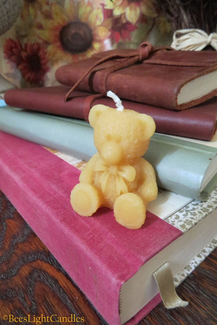 Little Bear Beeswax Candle | 100% Natural | Handmade in the USA | Cute Teddy Bear | Gift | Birthday | Girlfriend | Wife | Anniversary | Love - Bees Light Candles