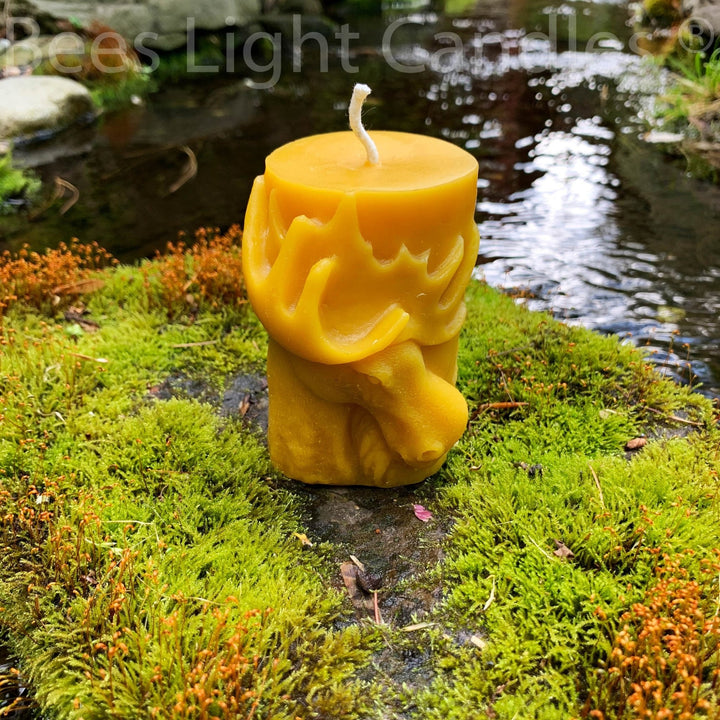 Moose Pillar Beeswax Candle | 100% All Natural Bees Wax | Animal Candles | Hunting | Pillars for Men | Fathers Day | Unscented | Wild | Zoo - Bees Light Candles