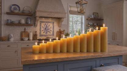 Candle Symphony 11 Piece Yellow-Beeswax Pillar Set 3-Inch Diameter