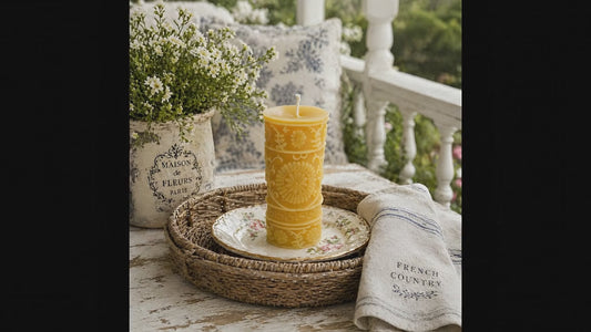 Luxury French Country Floral Pillar Candle