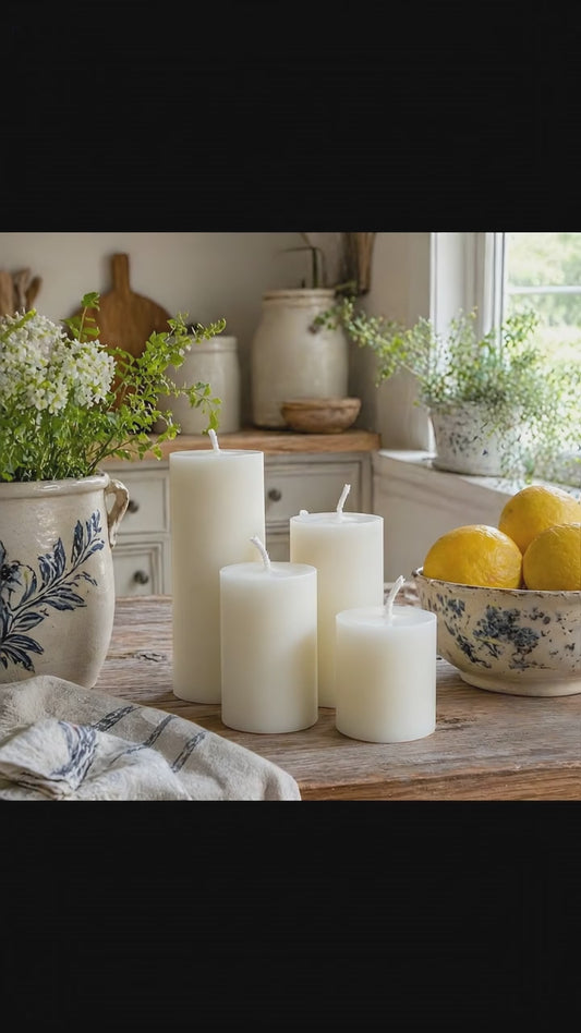 White Beeswax Two Inch Pillar Candle Set