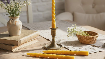 Spiral Beeswax Taper Candles