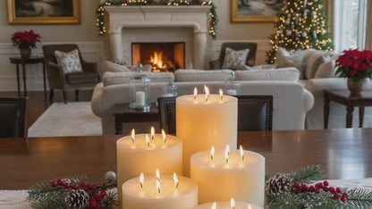 Giant Six Inch Wide White Beeswax 4 Wick Candles