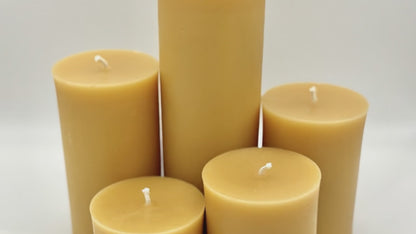 3 Inch Yellow Beeswax Pillar Candles