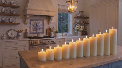 Candle Symphony 11 Piece White-Beeswax Pillar Set 3-Inch Diameter