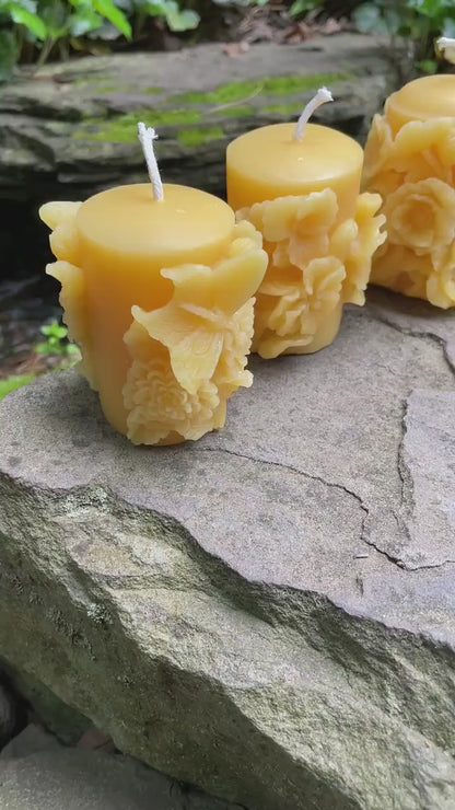 Flower Butterfly Set of 6 Beeswax Candles