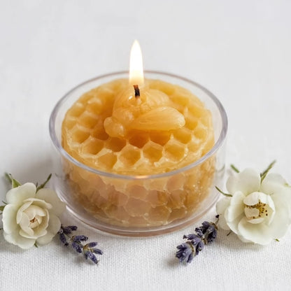 Honeycomb Beeswax Tealight Candles with Bee Embossed