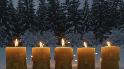 Christmas Beeswax Pillar Candles Santa Snowman Reindeer Gingerbread Holiday Gifts