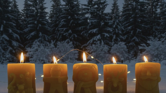 Christmas Beeswax Pillar Candles Santa Snowman Reindeer Gingerbread Holiday Gifts