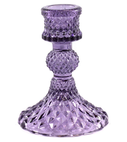 Colored Glass Taper Holder | Violet