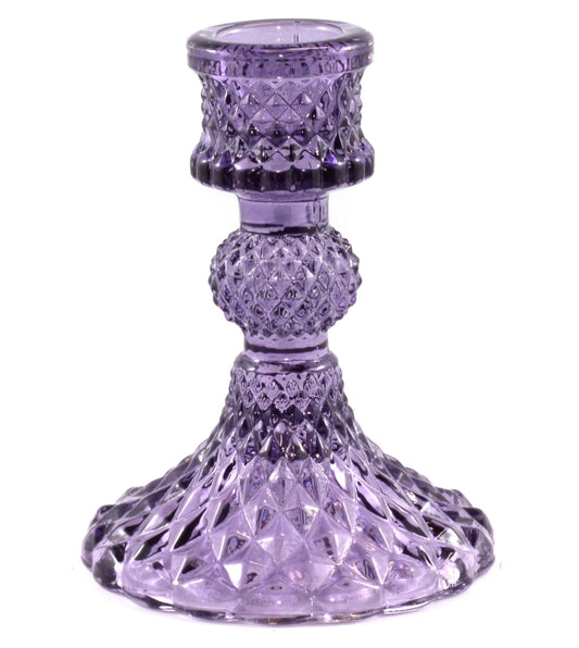Colored Glass Taper Holder | Violet