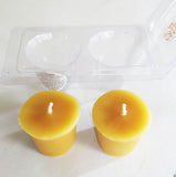 Pair of 2 Beeswax Votive Candles - Bees Light Candles