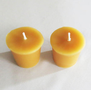 Pair of 2 Beeswax Votive Candles - Bees Light Candles