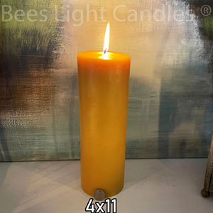 4" x 11" Beeswax Pillar Candle - Bees Light Candles