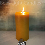 4" x 8" Beeswax Pillar Candles - Bees Light Candles