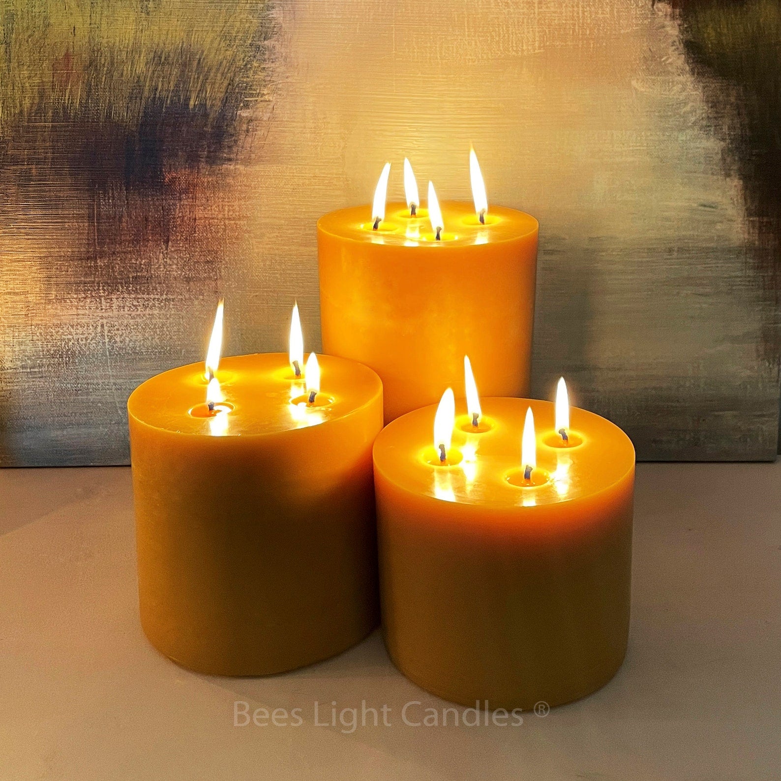 6 INCH Wide BEESWAX PILLAR Candle Set / Huge Bees Wax Candles Unscente –  Bees Light Candles