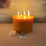 6x4- Six Inch Wide BEESWAX PILLAR Candles Four Inch Tall - Bees Light Candles