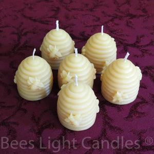 Beeshive Skep Candle 100% Pure Beeswax Votives - Bees Light Candles