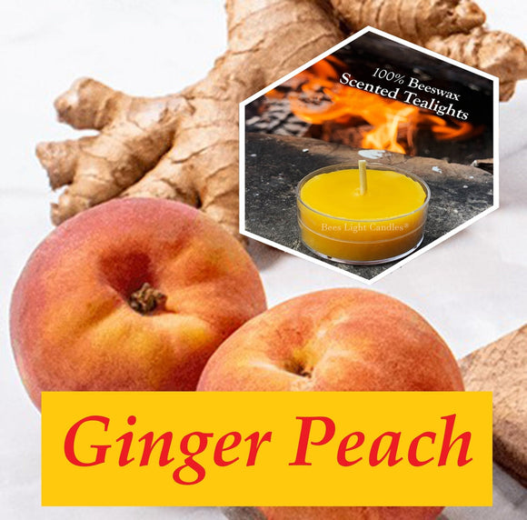 Ginger Peach Scented Beeswax Tealight Candles - Bees Light Candles