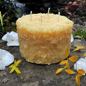 Grubby 6x5" LARGE Pillar Beeswax Candle - Bees Light Candles