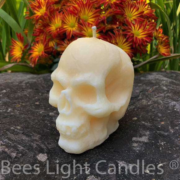 White Skull Candle - Bees Light Candles