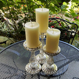 Mercury Glass Pillar Candle Holder Set of 3 - Bees Light Candles