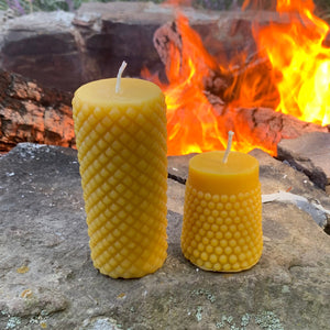 Modern Beeswax Pillar Candle Set - Bees Light Candles
