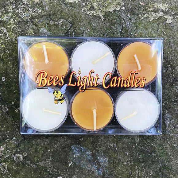 Beeswax Tealight Candles / Multicolor pack YELLOW & WHITE Pure Natural Bees Wax Handmade in USA - Bees Light Candles
