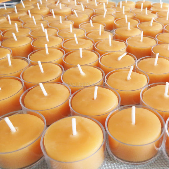 Beeswax Tealight Candles with Clear Cups BULK – Bees Light Candles