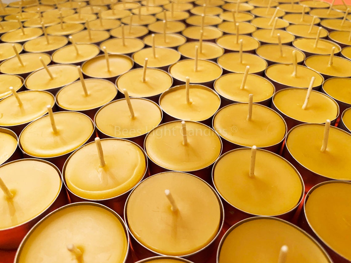 Tealight Beeswax Candles Aluminum Cups BULK – Bees Light Candles
