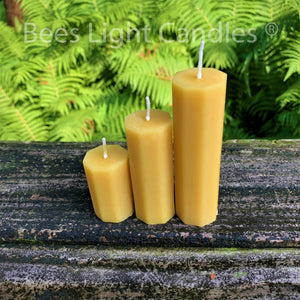 Octagon Beeswax Pillar Candles - Bees Light Candles