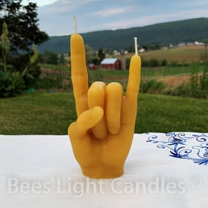 Rock On Hand Beeswax Candle - Bees Light Candles